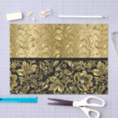 Black and Shiny Gold Floral Damaskers Tissuepapier (Craft)