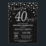 Black and Silver 40th Birthday Diamond Invitation Kaart<br><div class="desc">30e verjaardag Uitnodiging met een achtergrond van Black en Silver Glitter Diamond. Zilveren Confetti. Volwassen verjaardag. Mannelijke Mannen of vrouwen: Birthday. Voor verdere aanpassing,  te klikken gelieve de knoop "van de Aanpassing het"en ons ontwerphulpmiddel te gebruiken om deze sjabloon te wijzigen.</div>