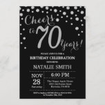 Black and Silver 70th Birthday Diamond Invitation Kaart<br><div class="desc">70e verjaardag Uitnodiging met zwarte en zilver Glitter Diamond achtergrond. Zilveren Confetti. Volwassen verjaardag. Mannelijke Mannen of vrouwen: Birthday. Voor verdere aanpassing,  te klikken gelieve de knoop "van de Aanpassing het"en ons ontwerphulpmiddel te gebruiken om deze sjabloon te wijzigen.</div>