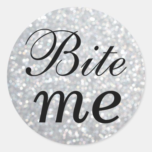 Black and Silver Bite me Sticker (Voorkant)