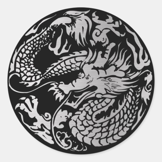 Black and Silver Chinese Dragon Sticker (Voorkant)