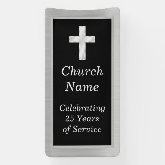 Black and Silver Church Jubileum Party Spandoek (Verticaal)