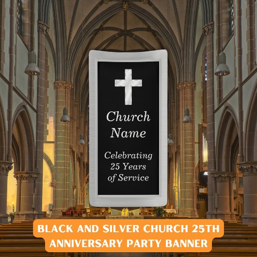Black and Silver Church Jubileum Party Spandoek