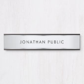 Black And Silver Custom Elegant Modern Template Deurbordje (Voorkant)