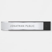 Black And Silver Custom Elegant Modern Template Deurbordje (Voorkant)