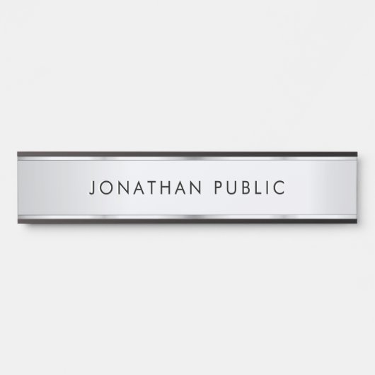 Black And Silver Custom Elegant Modern Template Deurbordje (Voorkant)