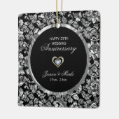 Black and Silver Damask 25th Jubileum Keramisch Ornament (Links)