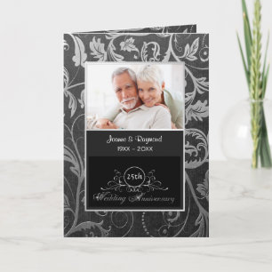 Black and Silver Damask 25th Wedding Jubileum