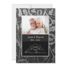 Black and Silver Damask 25th Wedding Jubileum