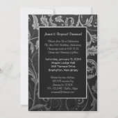 Black and Silver Damask 25th Wedding Jubileum Kaart (Achterkant)