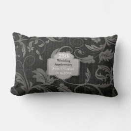 Black and Silver Damask 25th Wedding Jubileum Kussen