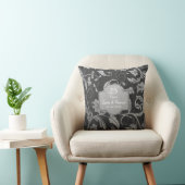 Black and Silver Damask 25th Wedding Jubileum Kussen (Stoel)
