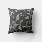 Black and Silver Damask 25th Wedding Jubileum Kussen (Achterkant)