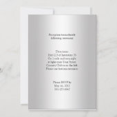 Black and Silver Damask Blue Jewel Wedding Invit Kaart (Achterkant)
