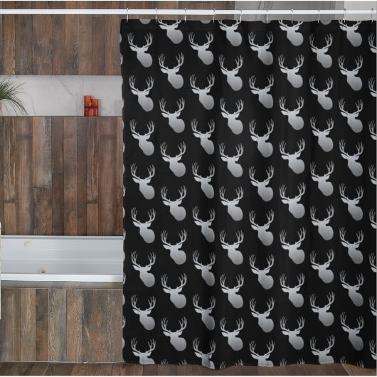 Black and Silver Deer Shower Curtain voor mannen Douchegordijn