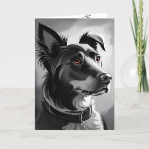 Black and Silver Dog Birthday Humor Kaart