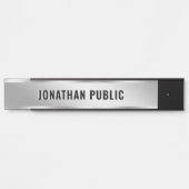 Black And Silver Door Sign Custom Text Elegant Deurbordje (Voorkant)