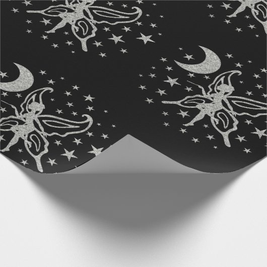 Black and Silver Fairy Cadeaupapier (Hoek)
