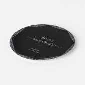 Black and Silver Floral Gothic Bachelorette Party Papieren Bordje (Gekanteld)