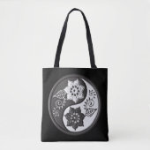 Black and Silver Floral Yin Yang Tote Bag (Voorkant)