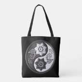 Black and Silver Floral Yin Yang Tote Bag (Achterkant)