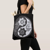Black and Silver Floral Yin Yang Tote Bag (Dichtbij)