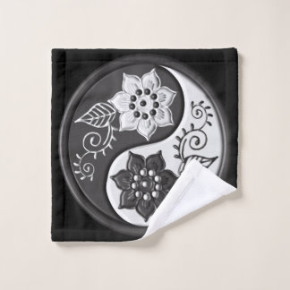 Black and Silver Floral Yin Yang Washandje