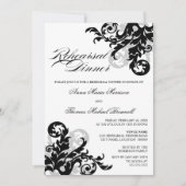 Black and Silver Flourish Rehearsal Dinner Kaart (Voorkant)