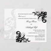 Black and Silver Flourish Wedding Kaart (Voorkant / Achterkant)