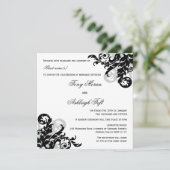 Black and Silver Flourish Wedding Kaart (Staand voorkant)