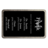 Black and Silver Foil Belangrijke telefoonnummers Magneet (Horizontaal)