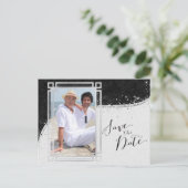 Black and Silver Gay Photo Save the Date Briefkaar Aankondigingskaart (Staand voorkant)