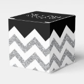 Black and Silver Glitter chevrons Wedding Mr & Mrs Bedankdoosjes (Voorkant Zijde)
