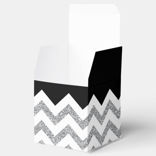 Black and Silver Glitter chevrons Wedding Mr & Mrs Bedankdoosjes (Geopend)