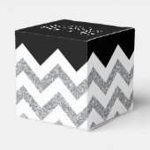 Black and Silver Glitter chevrons Wedding Mr & Mrs Bedankdoosjes (Achterkant)