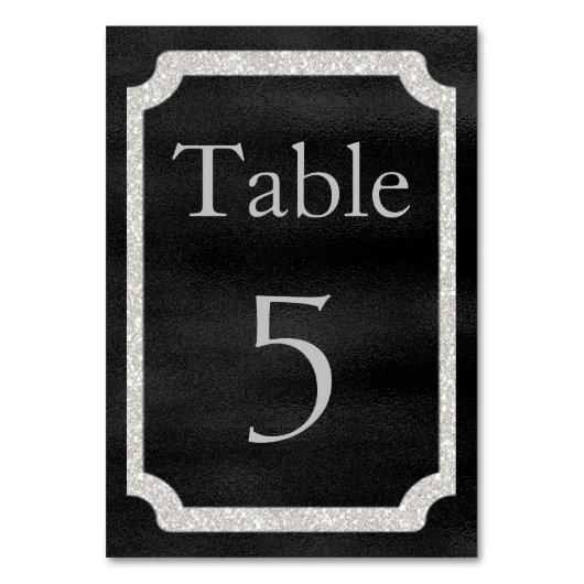 Black and Silver Glitter Evenement Kaart (Voorkant)