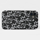 Black and Silver Glitter Floral iPhone Case (Achterkant (horizontaal))