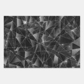 Black and Silver Glitter Geometric Patterns Inpakpapier Vel (Voorkant 2)