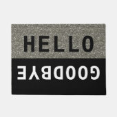 Black and Silver Glitter Hallo Goodbye Deurmat (Voorkant)