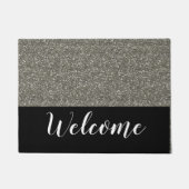 Black and Silver Glitter-look Welcome Deurmat (Voorkant)