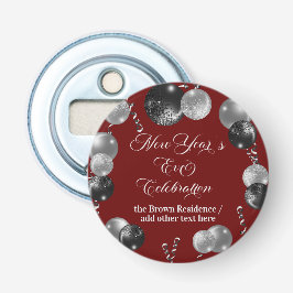 Black and Silver Glitter New Year's Eve Party Button Flesopener