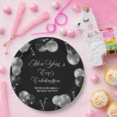 Black and Silver Glitter New Year's Eve Party Papieren Bordje (Feest)