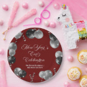 Black and Silver Glitter New Year's Eve Party  Papieren Bordje (Feest)