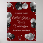Black and Silver Glitter New Year's Eve Party  Poster (Voorkant)