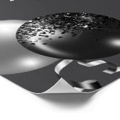 Black and Silver Glitter New Year's Eve Party  Poster (Hoek)