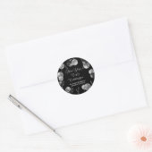 Black and Silver Glitter New Year's Eve Party Ronde Sticker (Envelop)