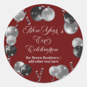Black and Silver Glitter New Year's Eve Party  Ronde Sticker (Voorkant)