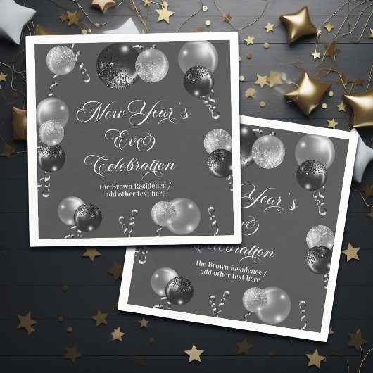 Black and Silver Glitter New Year's Eve Party  Servet