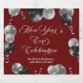 Black and Silver Glitter New Year's Eve Party  Sparkling Wijnetiket (Enkel label)