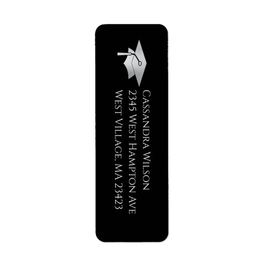 Black and Silver Graduation Etiket (Voorkant)